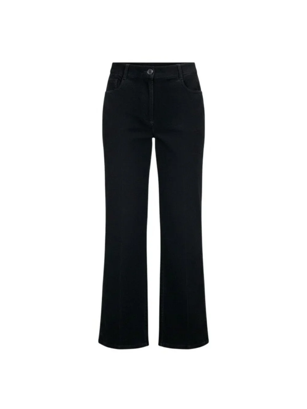 Chanel CC Logo Embroidery Black Denim Pants 36